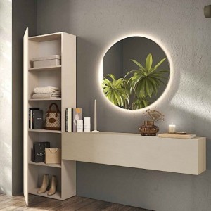 Vista ambientata Consolle ingresso in legno 192x30x186h colore "cashmere - argilla" modello Modula Totò Piccinni