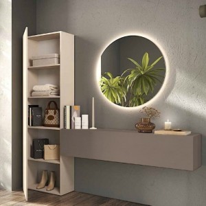 Vista ambientata Consolle ingresso in legno 192x30x186h colore "cashmere - bronzo" modello Modula Totò Piccinni