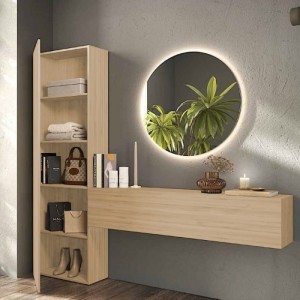 Vista ambientata Consolle ingresso in legno 192x30x186h colore "rovere cadiz" modello Modula Totò Piccinni