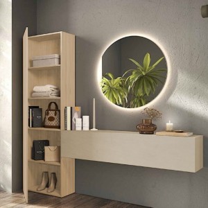 Vista ambientata Consolle ingresso in legno 192x30x186h colore "rovere cadiz - argilla" modello Modula Totò Piccinni