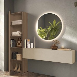 Vista ambientata Consolle ingresso in legno 192x30x186h colore "rovere mercure - argilla" modello Modula Totò Piccinni