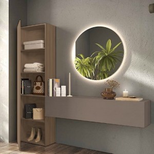 Vista ambientata Consolle ingresso in legno 192x30x186h colore "rovere mercure - bronzo" modello Modula Totò Piccinni