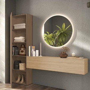 Vista ambientata Consolle ingresso in legno 192x30x186h colore "rovere mercure - rovere cadiz" modello Modula Totò Piccinni