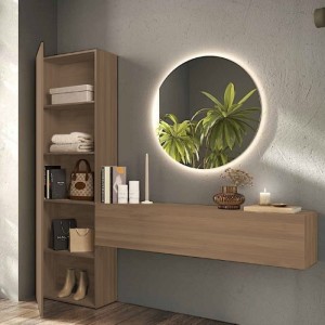 Vista ambientata Consolle ingresso in legno 192x30x186h colore "rovere mercure" modello Modula Totò Piccinni