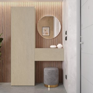 Vista ambientata Consolle Ingresso in legno 123x185h colore "argilla" modello Modula Totò Piccinni