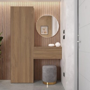 Vista ambientata Consolle Ingresso in legno 123x185h colore "rovere mercure" modello Modula Totò Piccinni