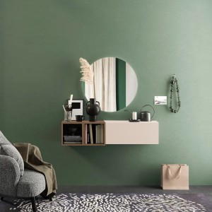 Vista ambientata Consolle Sospesa 124x29x28h in legno colore "cashmere - rovere mercure" modello Modula Totò Piccinni