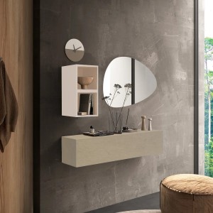 Vista ambientata Consolle sospesa 138x29x140h colore "argilla - cashmere" modello Modula Totò Piccinni