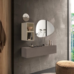 Vista ambientata Consolle sospesa 138x29x140h colore "bronzo - argilla" modello Modula Totò Piccinni