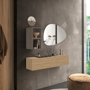 Vista ambientata Consolle sospesa 138x29x140h colore "rovere cadiz - bronzo" modello Modula Totò Piccinni