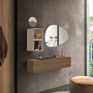 Vista ambientata Consolle sospesa 138x29x140h colore "rovere mercure - argilla" modello Modula Totò Piccinni