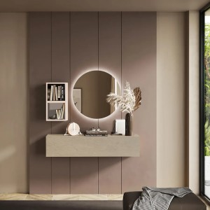 Vista ambientata Consolle Sospesa 138x29x28h in legno colore "argilla - cashmere" modello Modula Totò Piccinni