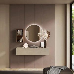 Vista ambientata Consolle Sospesa 138x29x28h in legno colore "argilla - rovere mercure" modello Modula Totò Piccinni