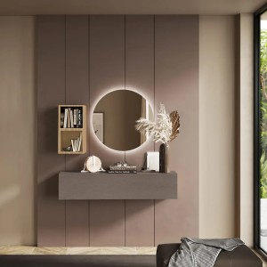 Vista ambientata Consolle Sospesa 138x29x28h in legno colore "bronzo - rovere cadiz" modello Modula Totò Piccinni