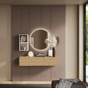 Vista ambientata Consolle Sospesa 138x29x28h in legno colore "rovere cadiz - cashmere" modello Modula Totò Piccinni