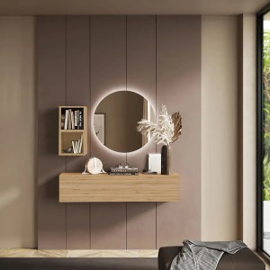 Vista ambientata Consolle Sospesa 138x29x28h in legno colore "rovere cadiz" modello Modula Totò Piccinni