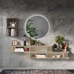 Vista ambientata Consolle sospesa in legno 210x30x140h colore "argilla - bronzo" modello Modula Totò Piccinni