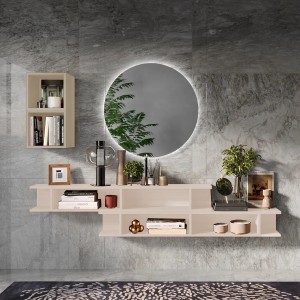 Vista ambientata Consolle sospesa in legno 210x30x140h colore "cashmere - argilla" modello Modula Totò Piccinni