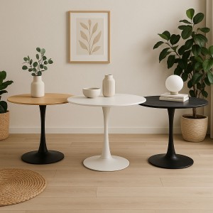 Vista ambientata tavolo da salotto rotondo