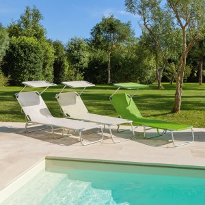 Lettini da mare pieghevoli prendisole in alluminio con tettuccio - Vieste