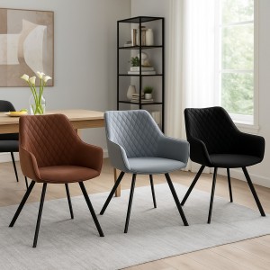 Poltroncine CAMELIA in Similpelle trapuntata imbottita con Gambe in Metallo