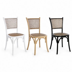 sedie in legno da soggiorno con seduta e schienale in rattan mod carrel Totò Piccinni