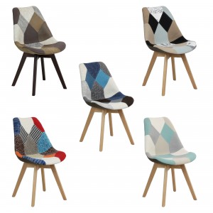 Sedie in tessuto stile Patchwork con gambe in legno modello Futura Totò Piccinni