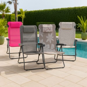 sedia sdraio in textilene con braccioli e con cuscino