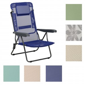 spiaggina sdraio in textilene marina con braccioli e cuscino