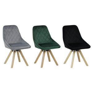 sedia girevole in velluto con gambe in legno 3 colorazioni
