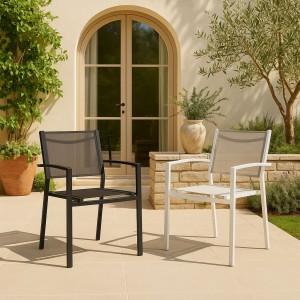 Sedia con Braccioli struttura completamente in alluminio schienale e seduta in textilene Bizzotto - HILDE