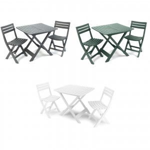 Set da giardino in plastica con tavolo e sedie pieghevoli modello Camping Totò Piccinni