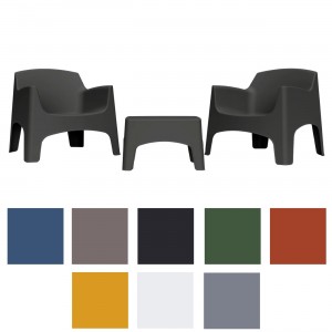 set da giardino con 2 poltrone impilabili e tavolino