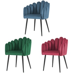 poltroncina in velluto imbottita con gambe in metallo