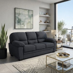 Vista ambientata Divano 3 Posti in Tessuto colore Grigio Scuro con braccioli modello Sarah Totò Piccinni