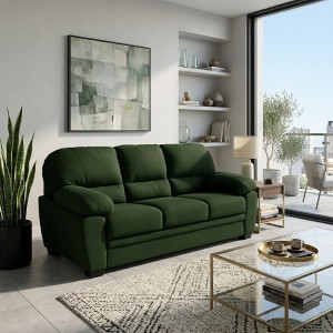 Vista ambientata Divano 3 Posti in Tessuto colore Verde Scuro con braccioli modello Sarah Totò Piccinni