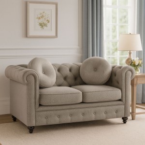 Vista frontale Divano 2 Posti vintage colore "3D Grigio" modello Chester Totò Piccinni