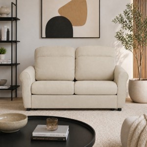 Vista ambientata Divano 2 Posti in Tessuto colore Beige Sfoderabile made in italy modello Luna Totò Piccinni