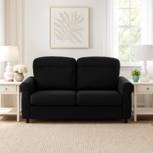 Vista ambientata Divano 2 Posti in Tessuto colore Antracite Sfoderabile made in italy modello Luna Totò Piccinni