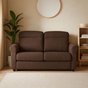 Vista ambientata Divano 2 Posti in Tessuto colore Marrone Sfoderabile made in italy modello Luna Totò Piccinni