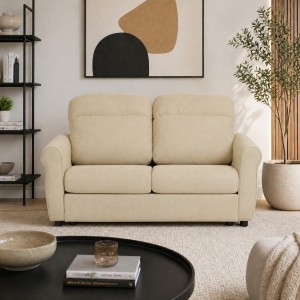 Vista ambientata Divano 2 Posti in Tessuto colore Camel Sfoderabile made in italy modello Luna Totò Piccinni