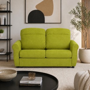 Vista ambientata Divano 2 Posti in Tessuto colore Verde Mela Sfoderabile made in italy modello Luna Totò Piccinni
