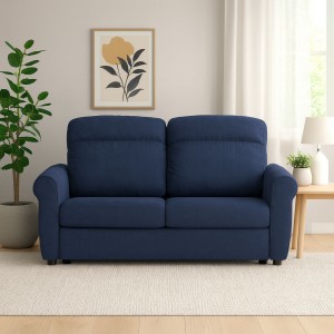 Vista ambientata Divano 2 Posti in Tessuto colore Blu Oceano Sfoderabile made in italy modello Luna Totò Piccinni