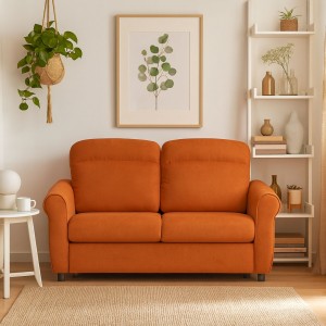 Vista ambientata Divano 2 Posti in Tessuto colore Arancione Sfoderabile made in italy modello Luna Totò Piccinni