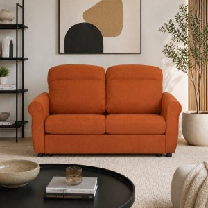 Vista ambientata Divano 2 Posti in Tessuto colore Arancione Sfoderabile made in italy modello Luna Totò Piccinni