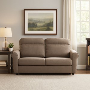 Vista ambientata Divano 2 Posti in Tessuto colore Tortora Sfoderabile made in italy modello Luna Totò Piccinni