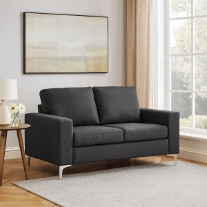 Vista ambientata Divano 2 Posti in Tessuto colore Antracite con piedini in metallo modello Cube Totò Piccinni