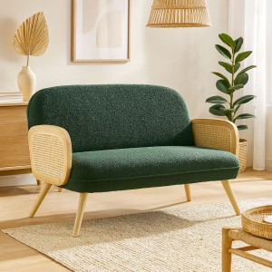 Vista ambientata Divano 2 Posti in Velluto Bouclè colore Verde Totò Piccinni