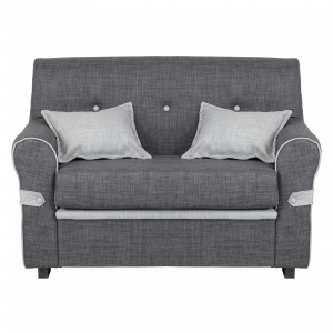 Divano moderno 2 posti in Tessuto imbottito colore Grigio Scuro con braccioli Totò Piccinni