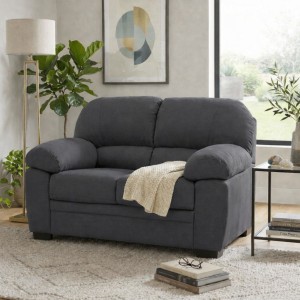 Vista ambientata Divano 2 Posti in Tessuto colore Grigio Scuro con braccioli modello Sarah Totò Piccinni
